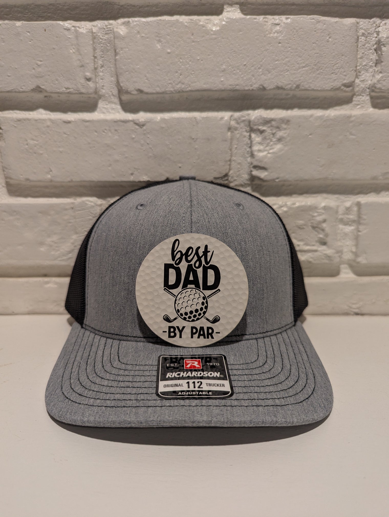 Best Dad By Par Trucker Hat 112 Richardson Golf Dad Hat with Leatherette Patch Father's Day Gift for Golfers - OGGDesigns