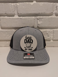 Best Dad By Par Trucker Hat 112 Richardson Golf Dad Hat with Leatherette Patch Father's Day Gift for Golfers - OGGDesigns