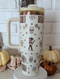 40oz Día de los Muertos Laser Engraved Tumbler – Full Rose Gold Wrap | Premium Insulated Stainless Steel Cup - OGGDesigns