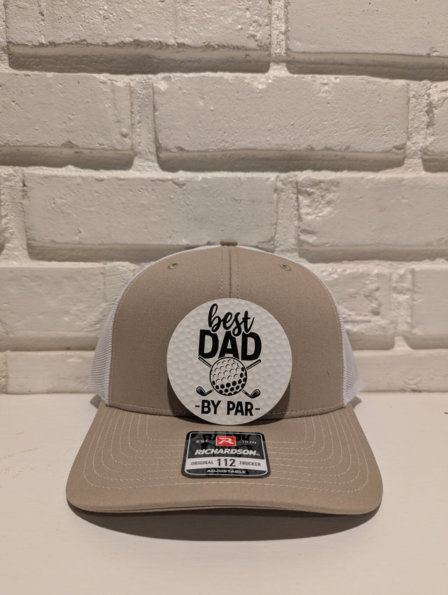 Best Dad By Par Trucker Hat 112 Richardson Golf Dad Hat with Leatherette Patch Father's Day Gift for Golfers - OGGDesigns