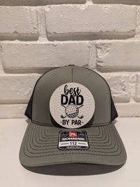 Best Dad By Par Trucker Hat 112 Richardson Golf Dad Hat with Leatherette Patch Father's Day Gift for Golfers - OGGDesigns