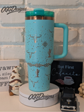 Western Aztec 40oz Tumbler – Desert Cactus & Longhorn Engraved - OGGDesigns