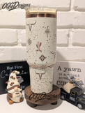 Western Aztec 40oz Tumbler – Desert Cactus & Longhorn Engraved - OGGDesigns